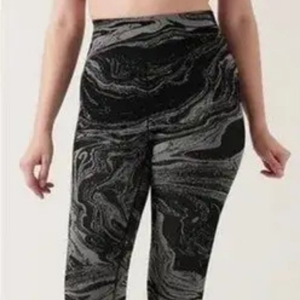 Athleta Aurora Shine Seamless Tight size XS Black Marble